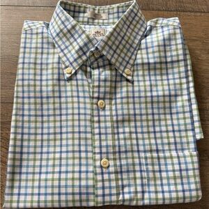 Peter Millar Blue and Green Casual Button Down Shirt